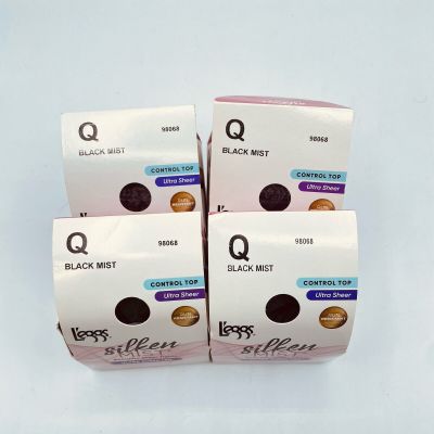 Leggs Silken Mist Ultra Sheer Leg Control Top Jet Black Size Q 4 Pack 4 Pc Total